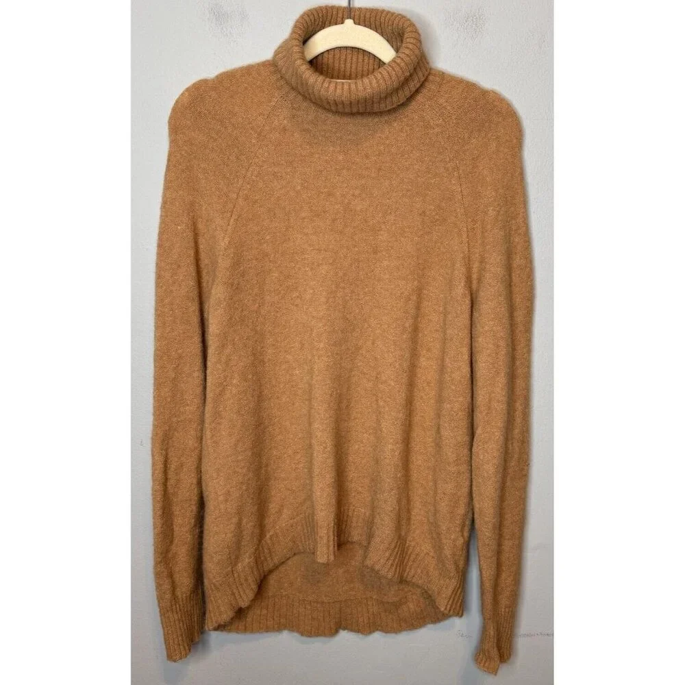 Women’s J. Crew Wool Alpaca Blend Pullover Turtleneck Sweater Brown Soft Fuzzy S